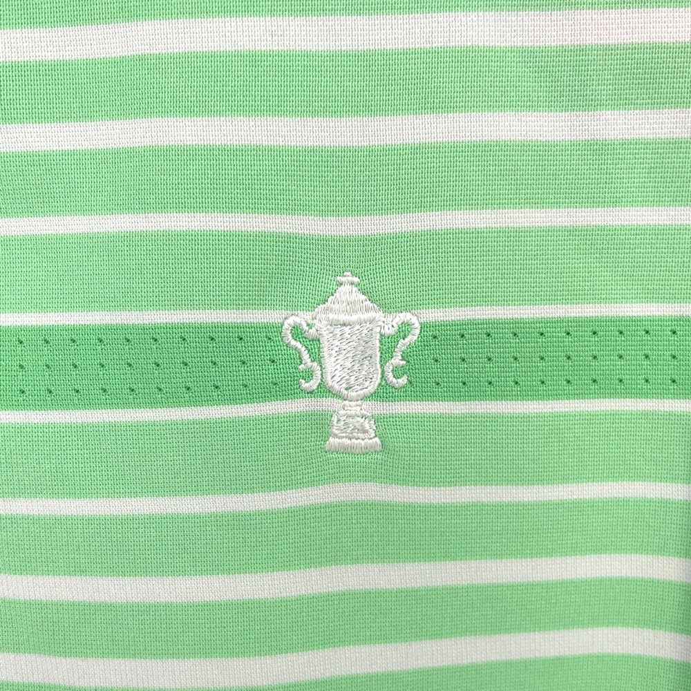 Nike Golf US Open Polo Mens Large Green White Striped Performance Polo Shirt - Picture 3 of 9